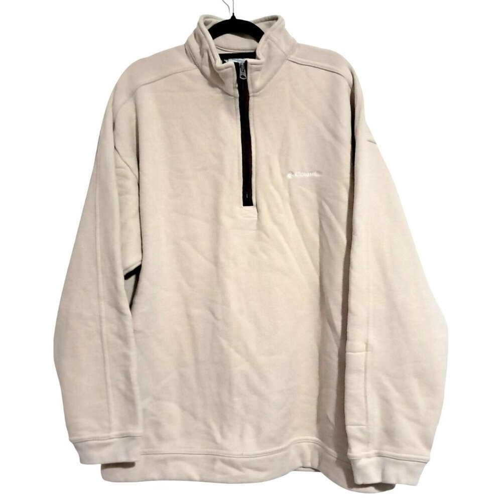 Vintage‎ Columbia Authentic Beige Fleece Quarter Zip Pullover Sz L AM2389
